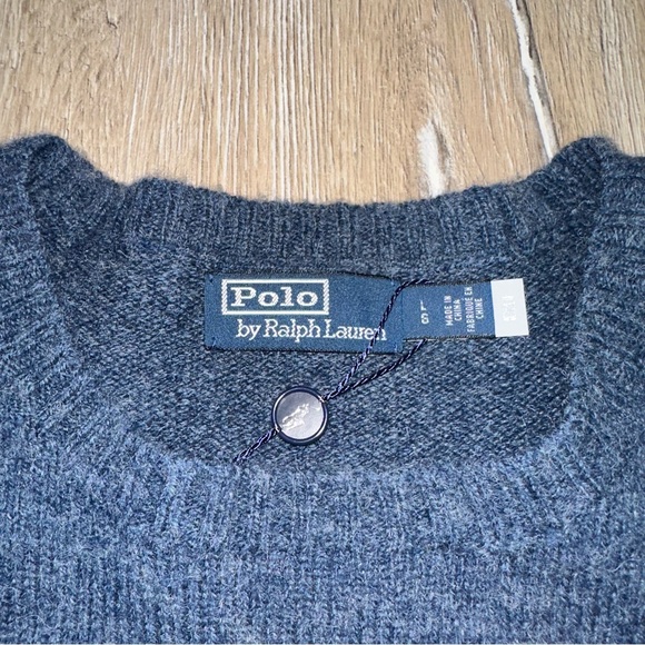 Polo Ralph Lauren Men’s Mallard Duck Wool Suede Elbow Patch’s Sweater Large Blue - Picture 3 of 14